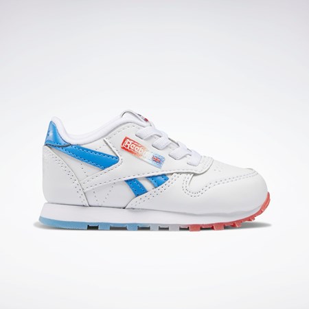 Reebok Popsicle Classic Leather Shoes - Toddler Ftwr White / Echo Blue / Instinct Red | HR1998