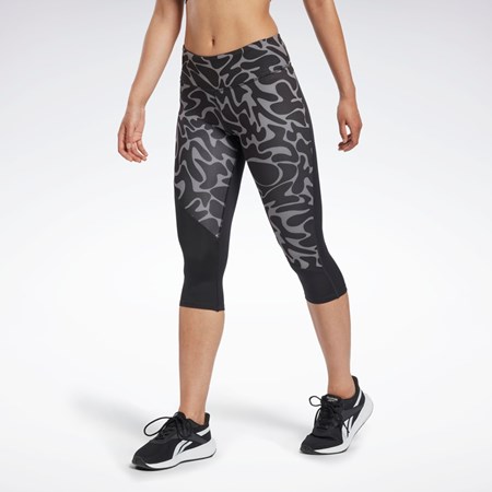 Reebok Running Printed Capri Tights Black | HI6943