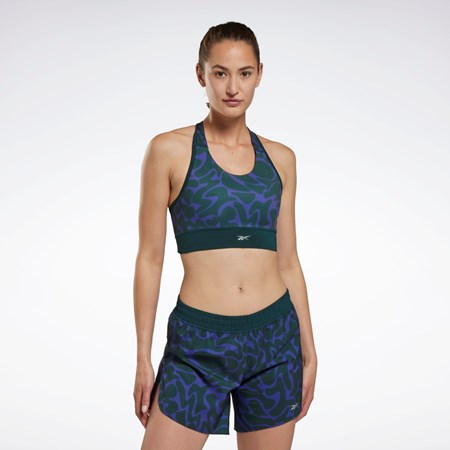 Reebok Running Printed Sports Bra Forest Green | HK4760