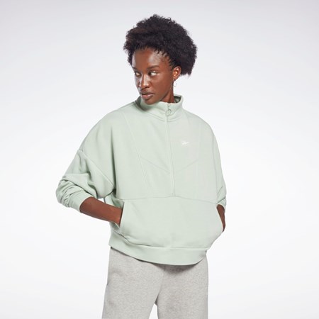 Reebok Workout Ready 1/4 Zip Cover-Up Light Sage | H65622