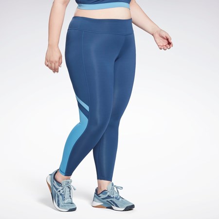 Reebok Workout Ready Mesh Leggings (Plus Size) Batik Blue | H62544