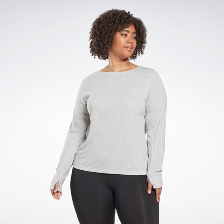 Reebok Workout Ready Supremium Long Sleeve T-Shirt (Plus Size) Light Grey Heather | HL4359